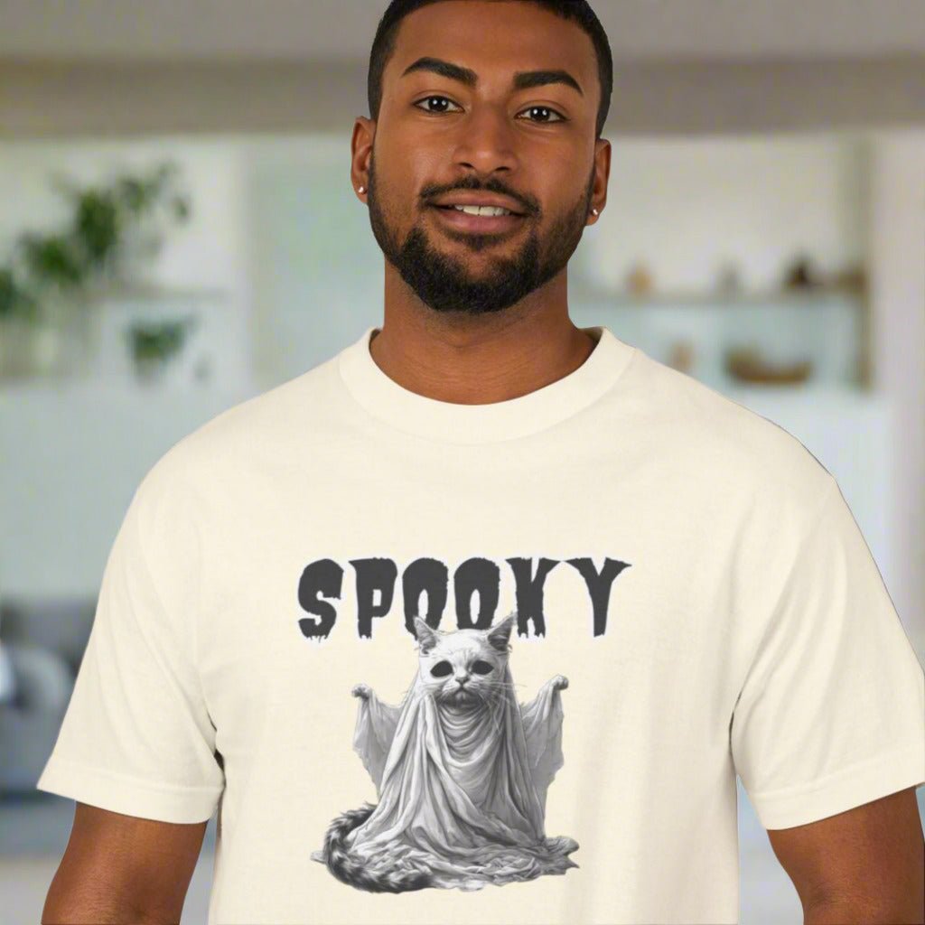 Camiseta Unisex de Halloween con Gatito Fantasma Espeluznante