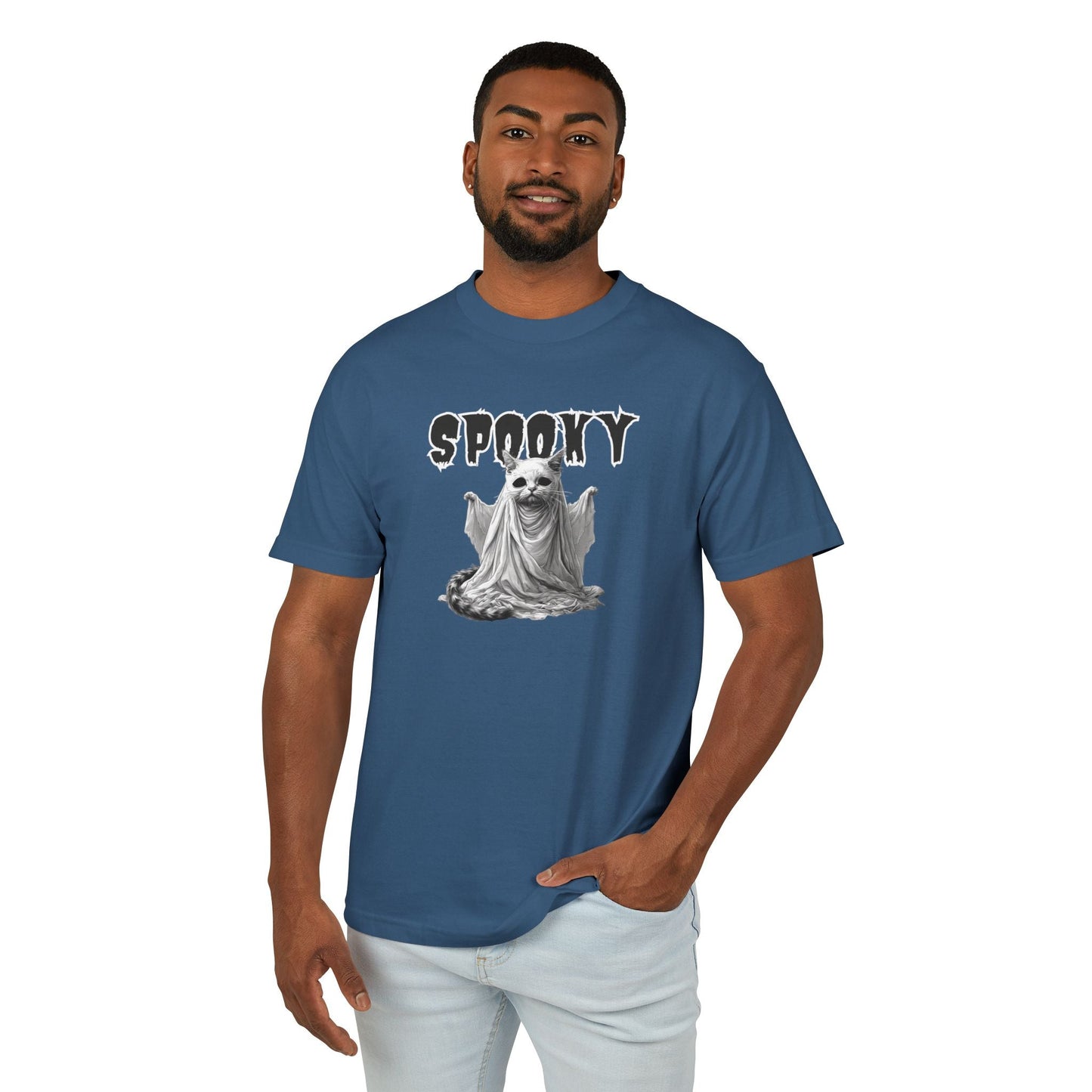 Camiseta Unisex de Halloween con Gatito Fantasma Espeluznante