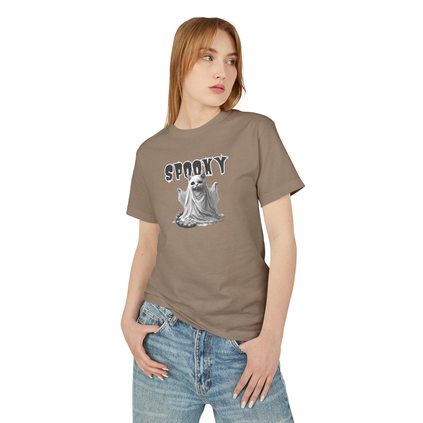 Camiseta Unisex de Halloween con Gatito Fantasma Espeluznante