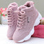 Sports shoes, casual with plush insulation, cotton shoes, leather surface, Korean version, versatile, high top, dad shoes, women's shoes - Korvel