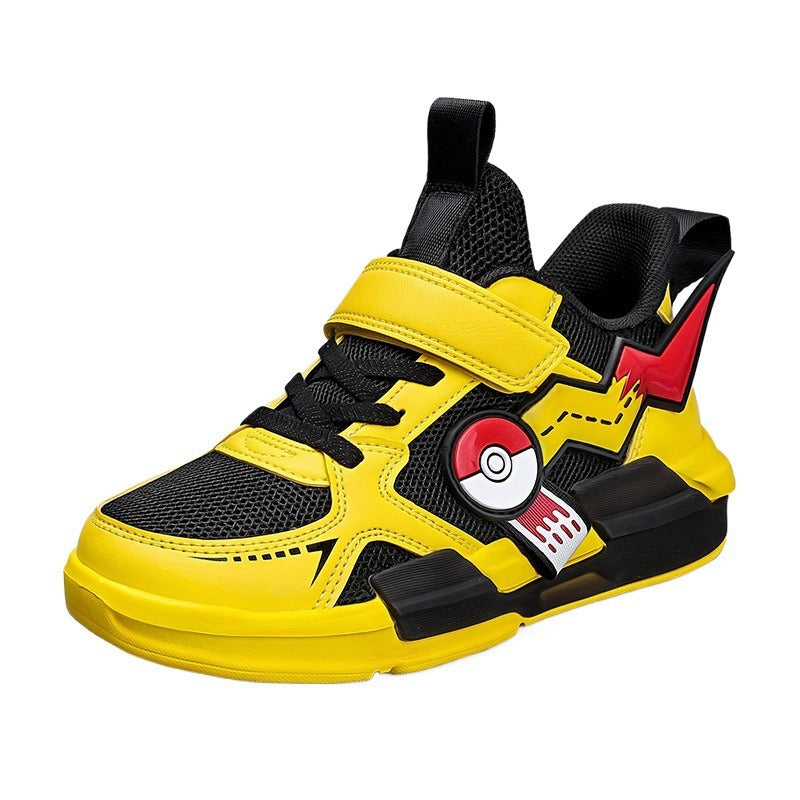 Sports shoes soft soled Pikachu boys' white shoes mesh shoes - Korvel