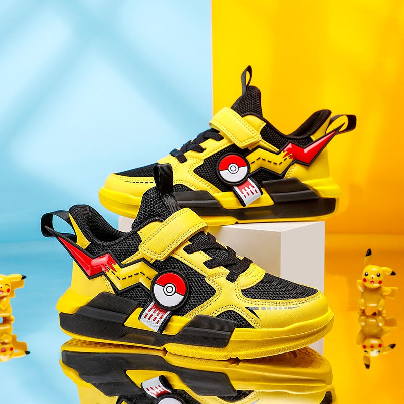 Sports shoes soft soled Pikachu boys' white shoes mesh shoes - Korvel