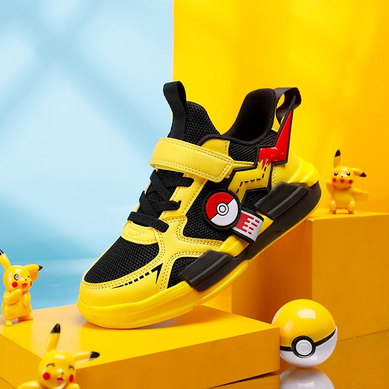 Sports shoes soft soled Pikachu boys' white shoes mesh shoes - Korvel
