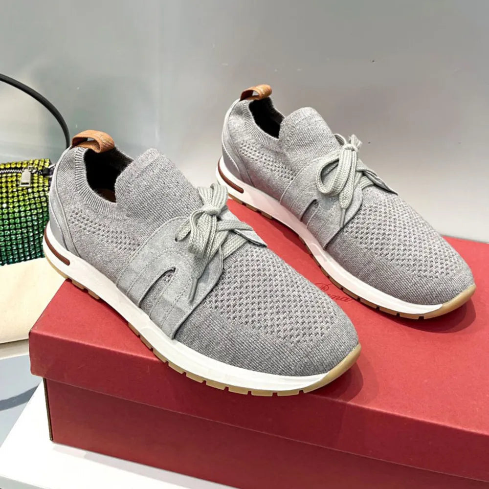 Sports shoes with lace up fly weave breathable casual thick soled shoes - Korvel