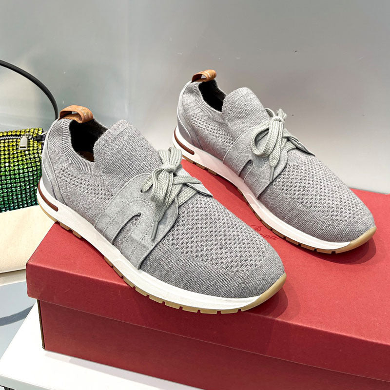 Sports shoes with lace up fly weave breathable casual thick soled shoes - Korvel