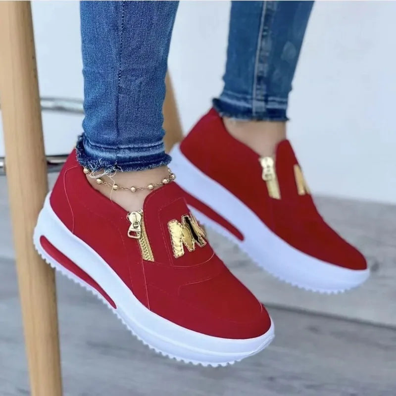 Baskets décontractées à fermeture éclair latérale pour femmes