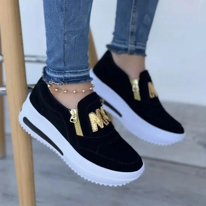Baskets décontractées à fermeture éclair latérale pour femmes