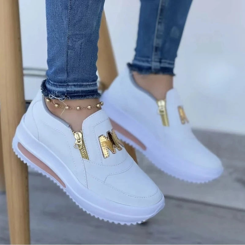 Baskets décontractées à fermeture éclair latérale pour femmes