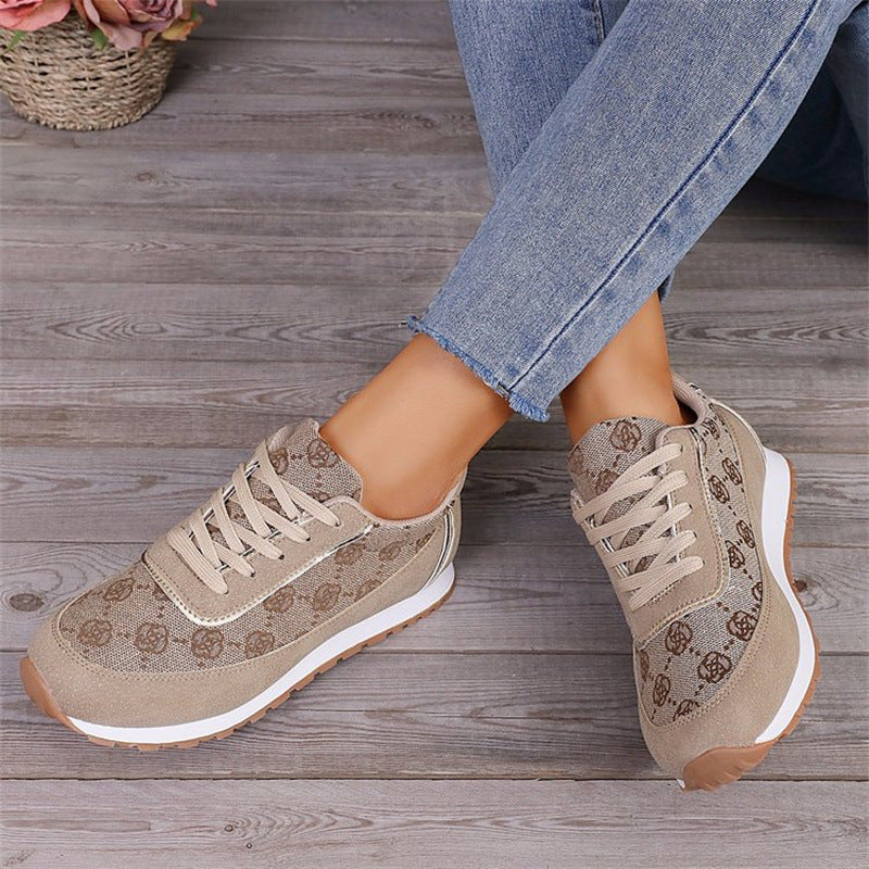 Sports style casual shoes for women, round toe color blocking, comfortable flat sole single shoes - Korvel