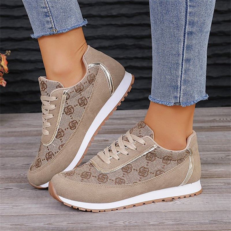 Sports style casual shoes for women, round toe color blocking, comfortable flat sole single shoes - Korvel