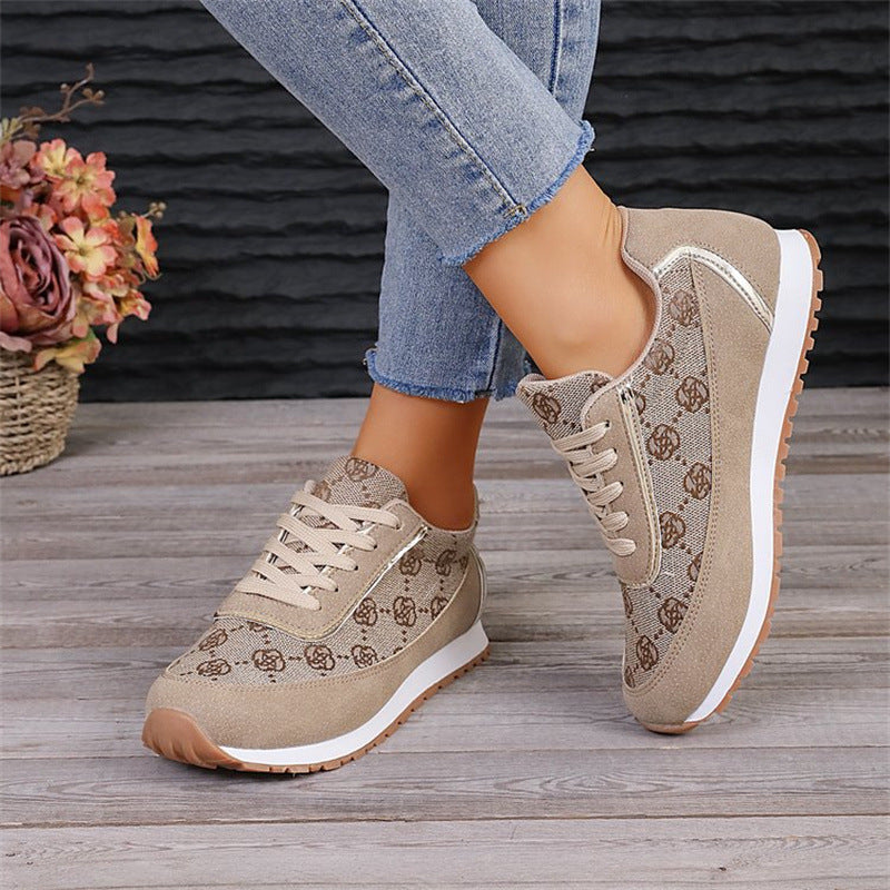 Sports style casual shoes for women, round toe color blocking, comfortable flat sole single shoes - Korvel