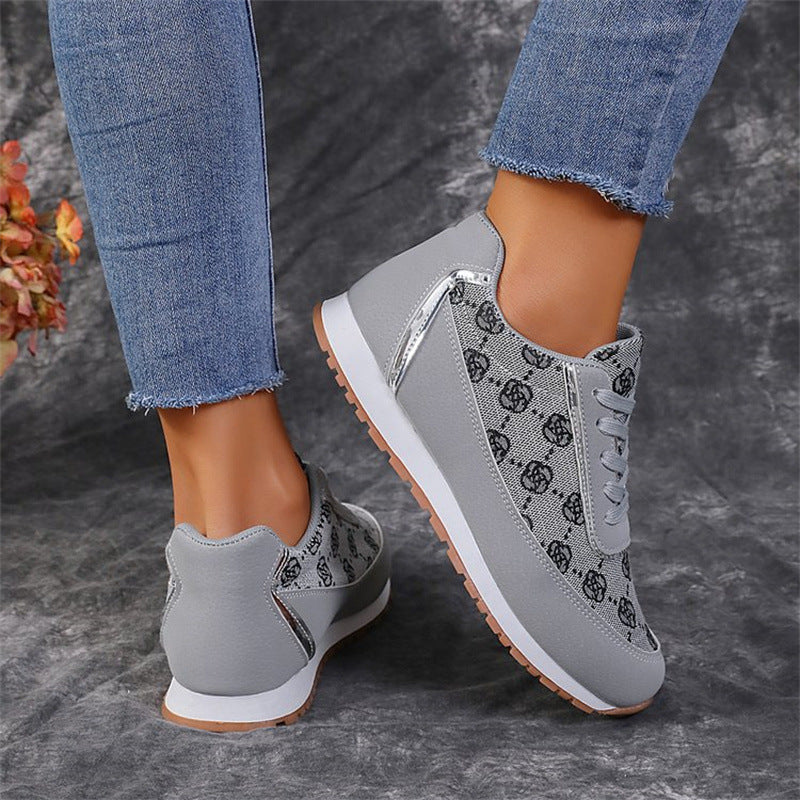 Sports style casual shoes for women, round toe color blocking, comfortable flat sole single shoes - Korvel