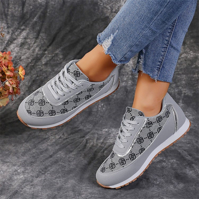 Sports style casual shoes for women, round toe color blocking, comfortable flat sole single shoes - Korvel
