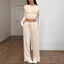 Sports style high elasticity long sleeved wide leg pants set - Korvel