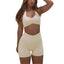 Sports style neck hanging T-shirt high stretch shorts set - Korvel