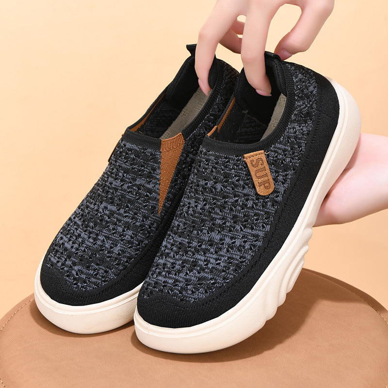 Spring and autumn new old Beijing cloth shoes women's single shoes soft sole comfortable slip-on mother shoes thick sole non-slip casual shoes women - Korvel