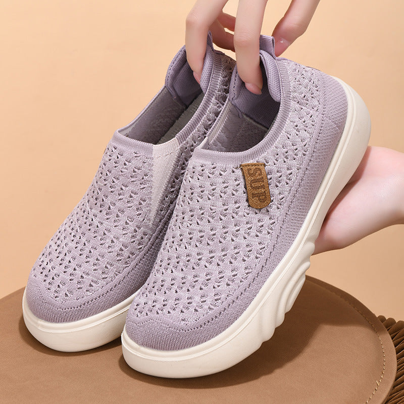 Spring and autumn new old Beijing cloth shoes women's single shoes soft sole comfortable slip-on mother shoes thick sole non-slip casual shoes women - Korvel