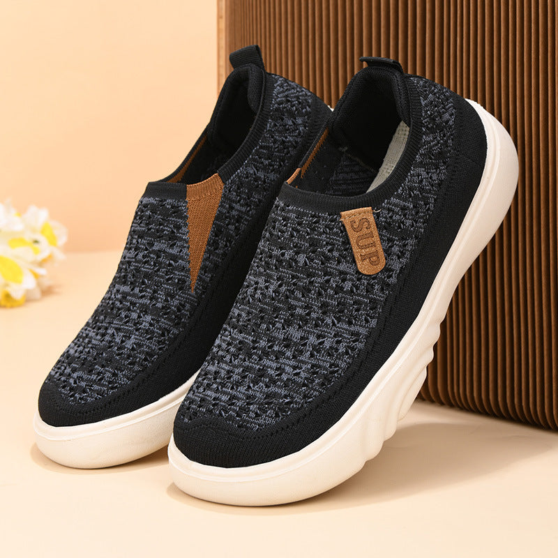 Spring and autumn new old Beijing cloth shoes women's single shoes soft sole comfortable slip-on mother shoes thick sole non-slip casual shoes women - Korvel