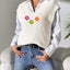 V-Neck Hand Hook Flower Splicing Sweater