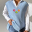 V-Neck Hand Hook Flower Splicing Sweater