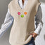 V-Neck Hand Hook Flower Splicing Sweater