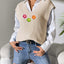 V-Neck Hand Hook Flower Splicing Sweater