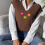 V-Neck Hand Hook Flower Splicing Sweater