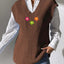 V-Neck Hand Hook Flower Splicing Sweater