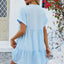 Spring and summer new solid color V-neck loose pleated dress for women - Korvel