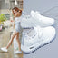 Spring and summer new women's shoes with soft soles, durable and lightweight, white shoes, fashionable and trendy, fly woven mesh running shoes, casual shoes - Korvel