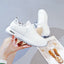 Spring and summer new women's shoes with soft soles, durable and lightweight, white shoes, fashionable and trendy, fly woven mesh running shoes, casual shoes - Korvel