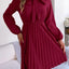 Spring and summer temperament tied waist long sleeved pleated skirt - Korvel