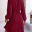 Spring and summer temperament tied waist long sleeved pleated skirt - Korvel