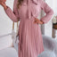 Spring and summer temperament tied waist long sleeved pleated skirt - Korvel