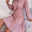 Spring and summer temperament tied waist long sleeved pleated skirt - Korvel