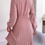 Spring and summer temperament tied waist long sleeved pleated skirt - Korvel