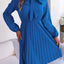 Spring and summer temperament tied waist long sleeved pleated skirt - Korvel