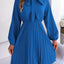 Spring and summer temperament tied waist long sleeved pleated skirt - Korvel