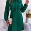 Spring and summer temperament tied waist long sleeved pleated skirt - Korvel