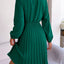 Spring and summer temperament tied waist long sleeved pleated skirt - Korvel