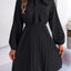 Spring and summer temperament tied waist long sleeved pleated skirt - Korvel