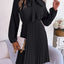 Spring and summer temperament tied waist long sleeved pleated skirt - Korvel