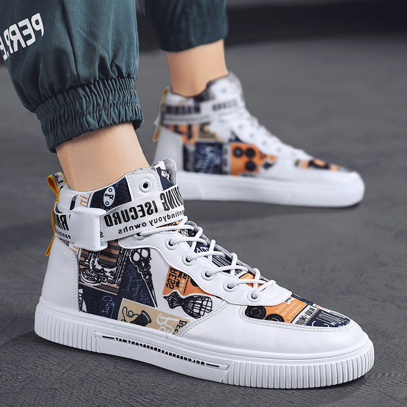 Spring men's trendy shoes, new black high top shoes for teenagers, sports shoes for boys, junior high school students, and men's adobe shoes - Korvel