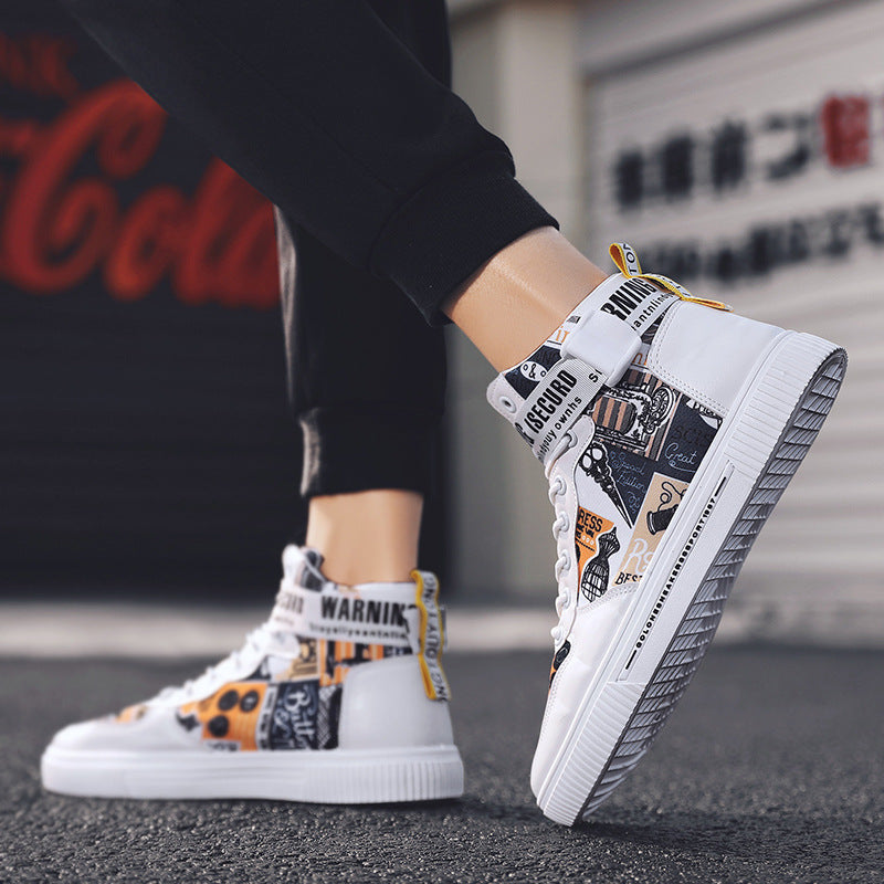 Spring men's trendy shoes, new black high top shoes for teenagers, sports shoes for boys, junior high school students, and men's adobe shoes - Korvel