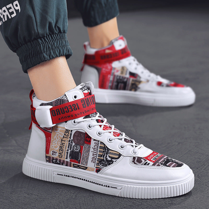 Spring men's trendy shoes, new black high top shoes for teenagers, sports shoes for boys, junior high school students, and men's adobe shoes - Korvel