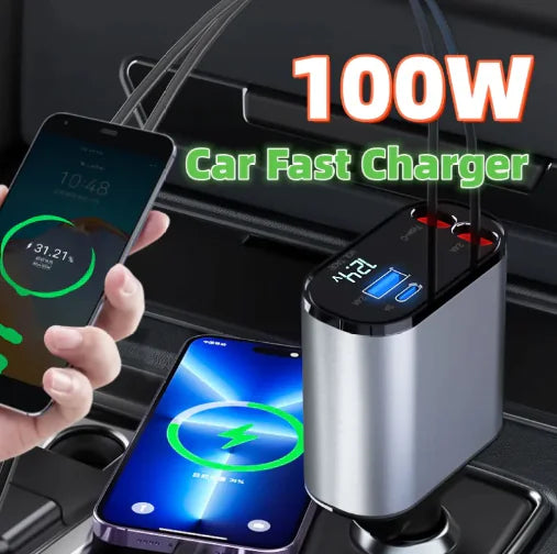 Chargeur de voiture en métal premium - Adaptateur USB-C super rapide 100W