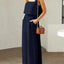 Elegant Square Neck Top and Wide Leg Pants Set