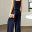 Elegant Square Neck Top and Wide Leg Pants Set