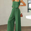 Elegant Square Neck Top and Wide Leg Pants Set