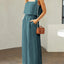 Elegant Square Neck Top and Wide Leg Pants Set